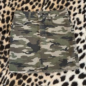 CARMAR denim army print skirt, high waisted